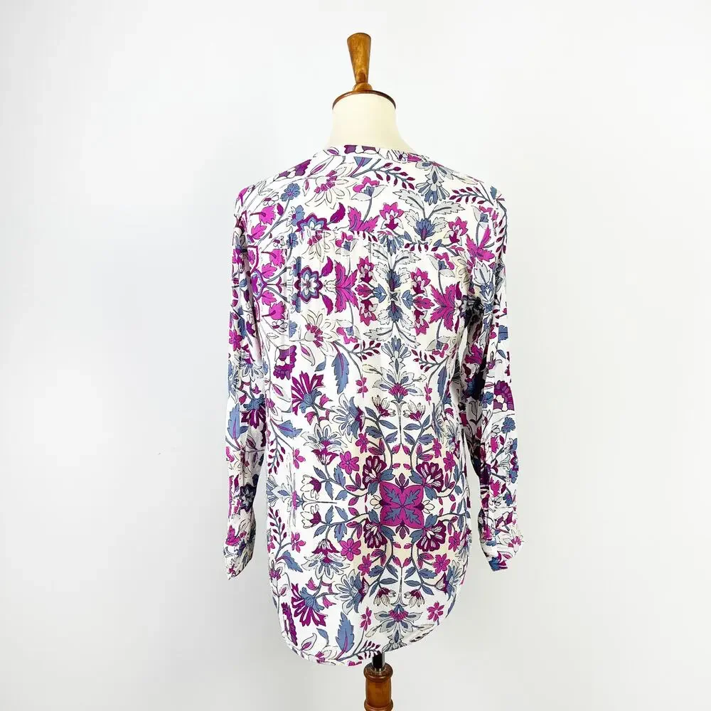 Old Navy purple floral boho top long sleeve shirt Size Small - Picture 5 of 5